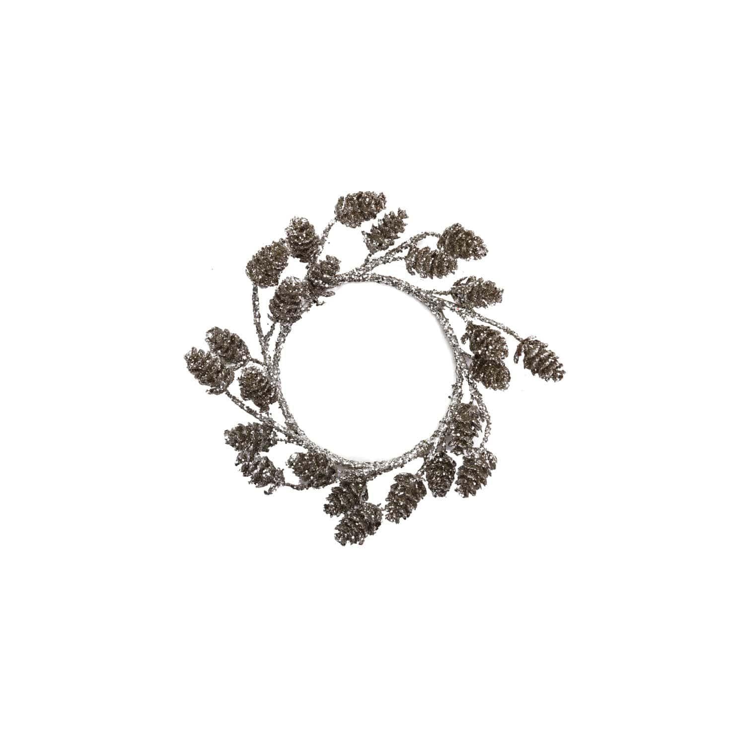 Pewter Glittered Pinecone Accent Ring